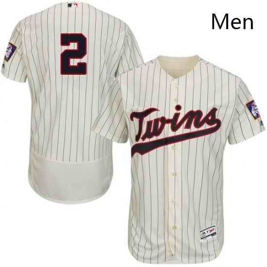 Mens Majestic Minnesota Twins 2 Brian Dozier Authentic Cream Alternate Flex Base Authentic Collection MLB Jersey